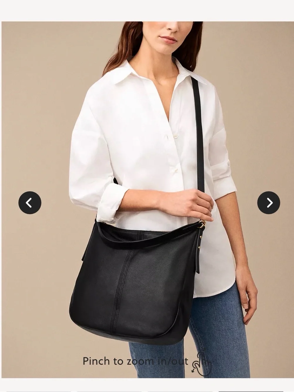 Fossil Black Pebbled Leather Shoulder Bag with Gold Hardware